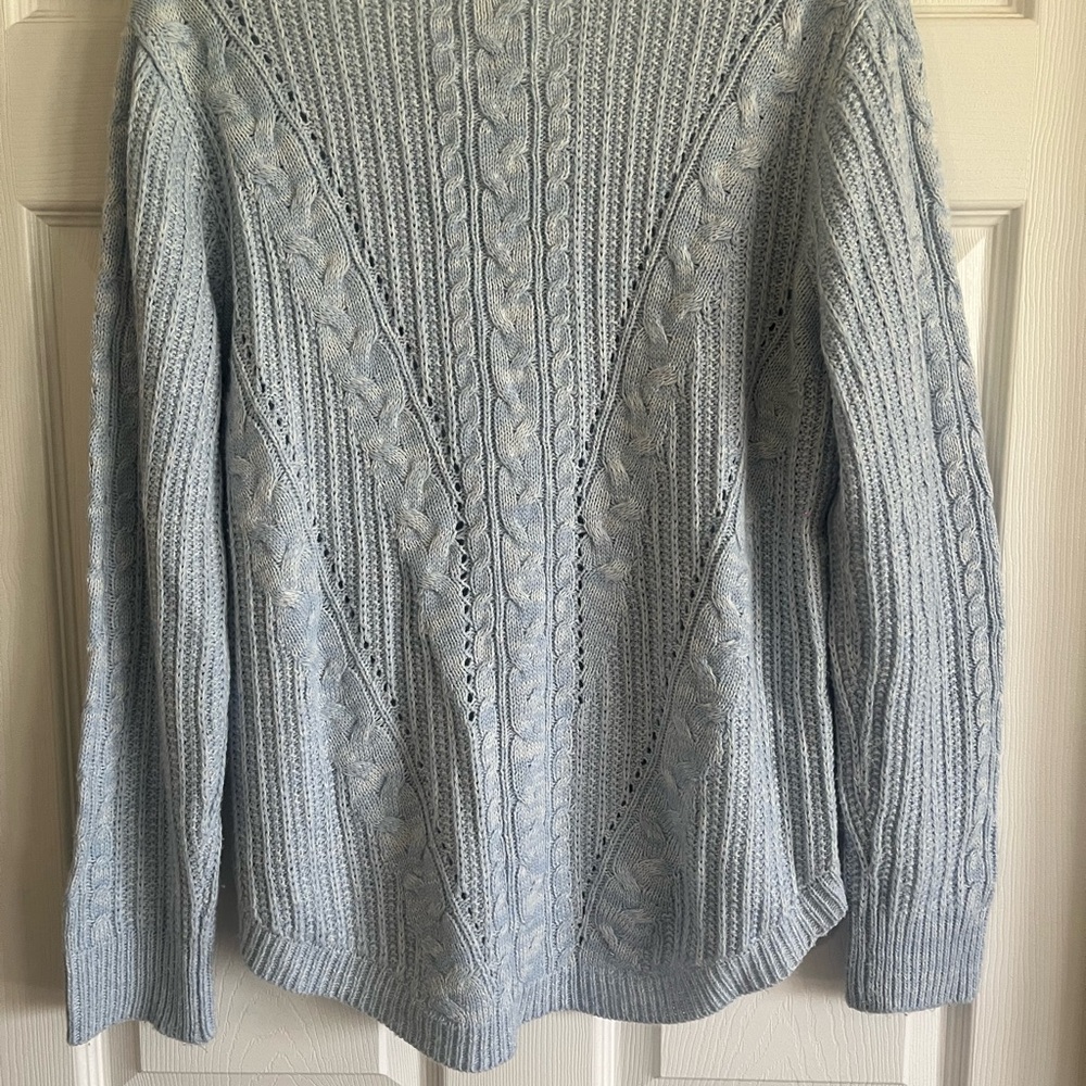 SO Perfect Women's Soft Blue Cable Knit Sweater - Picture 5 of 9